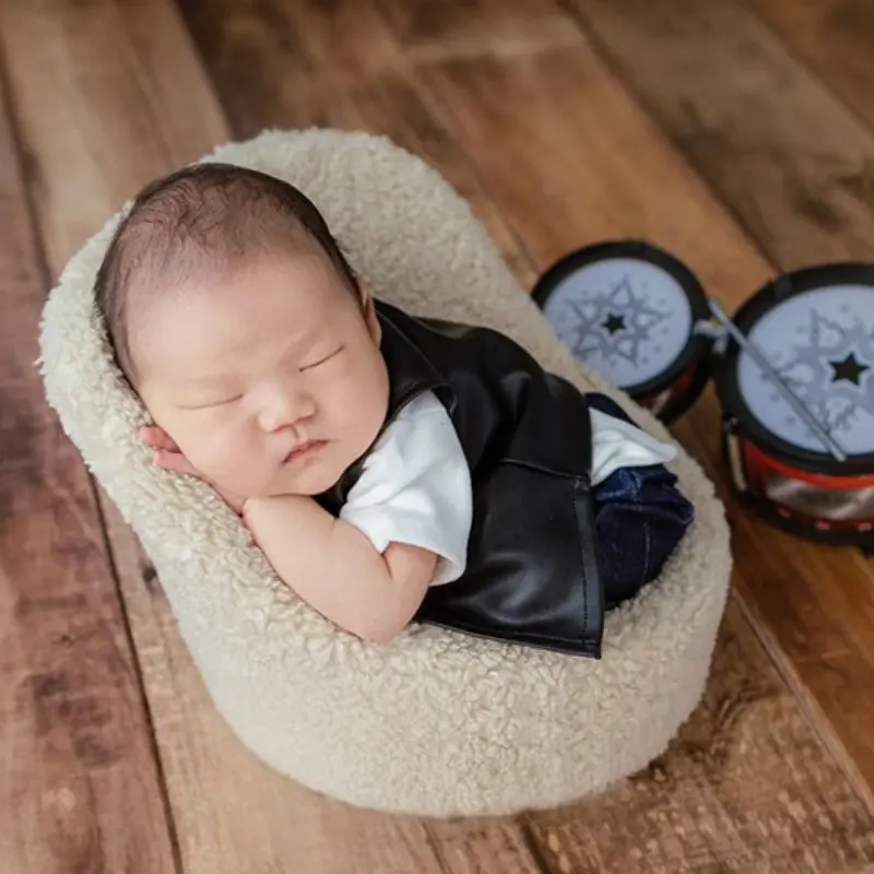 Baby Boy Cool Leather Outfit Set - Newborn Photography Costume - Image 2